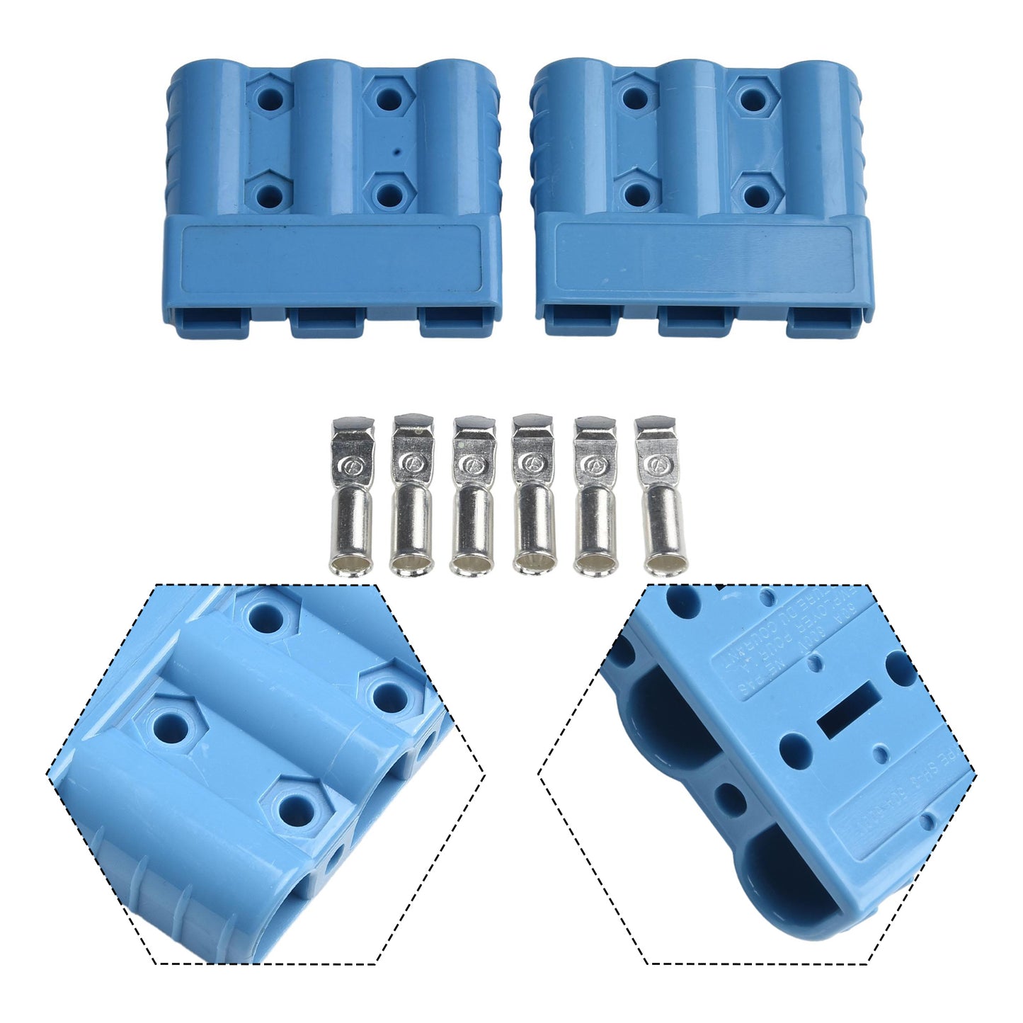 2 x 50A Blue 3 Pin Style Anderson Style Sockets Plugs 50Amp for Caravan&Camping