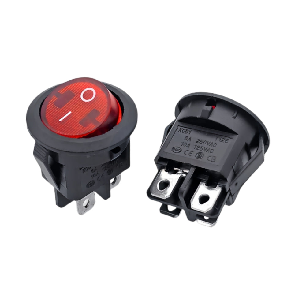 10 x Round Rocker Switch Car Boat Dashboard 4 Pin ON/OFF Power Switch Red Button