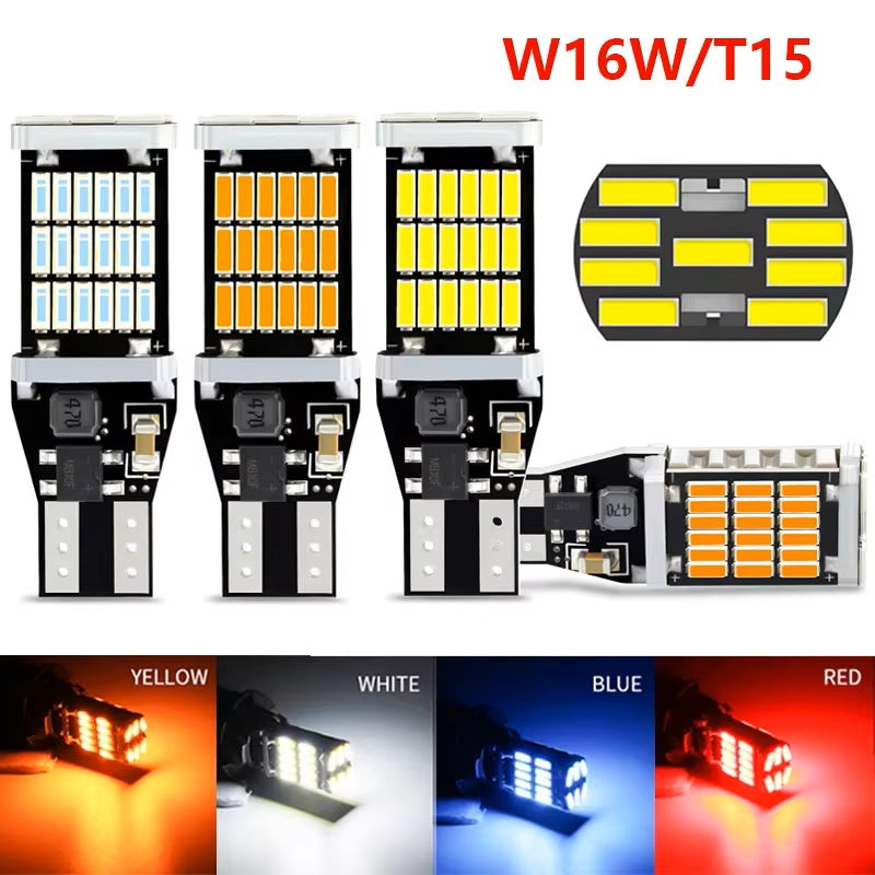 2 x T15 Yellow LED 45x4014smd 1000lm 12v Non Polarity Canbus Suitable LED (2pcs)