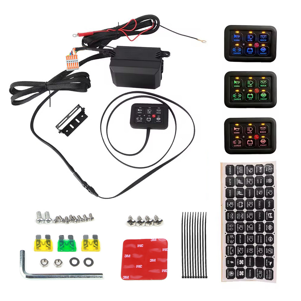 12-24v 6 Gang LED Touch Switch Panel Car/Boat+Power Distribution Relay Fuse box