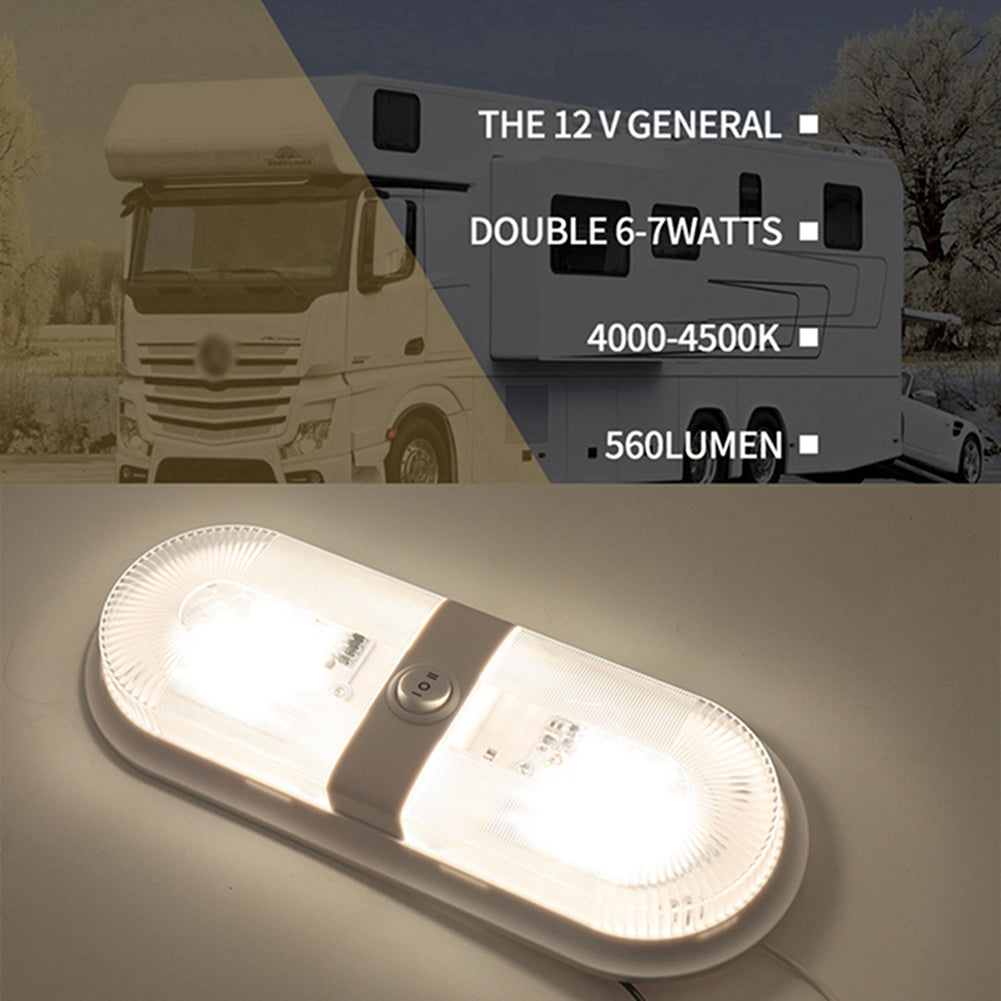 12v 48 Warm White LED Interior Dome Lamp with Switch for Caravan (1pc)
