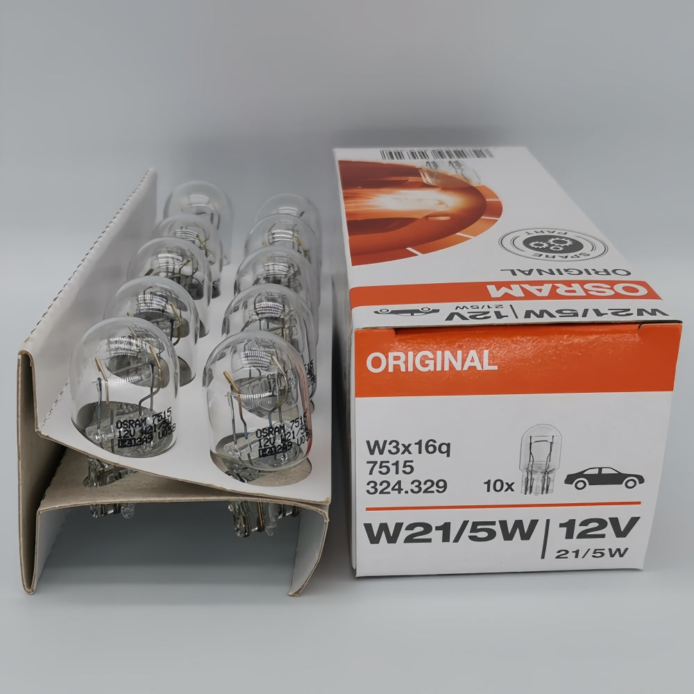 10 x OSRAM 7443 12V 21/5W Original Clear Dual filament incandescent Wedge globes