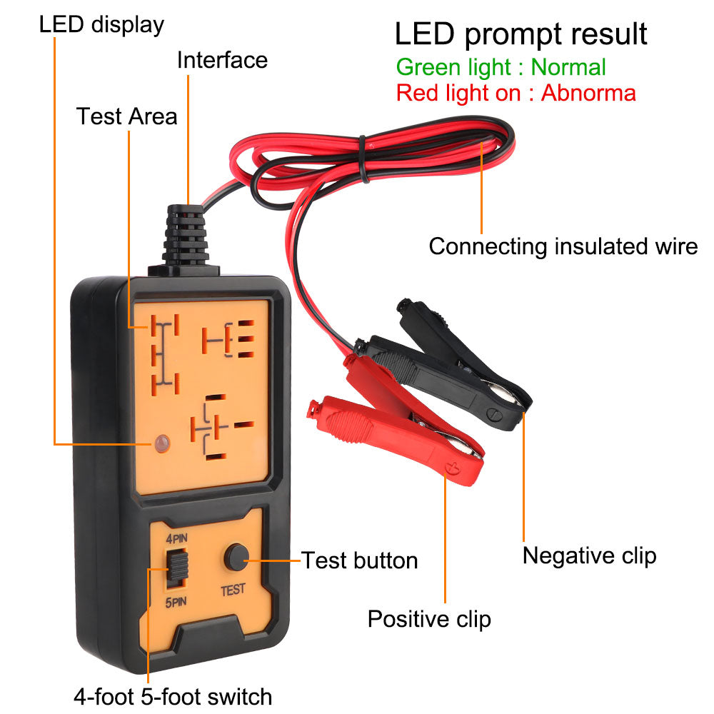 12v 4 and 5 Pin Relay Tester with LED Indicator to Confirm Good or Bad Relay