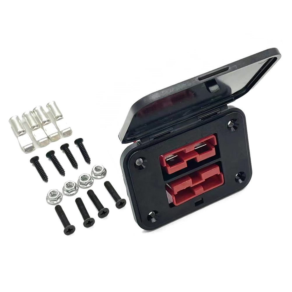 Double 50A Anderson style Plug Red Flush Mount Bracket Includes 2 x 50Amp Plugs