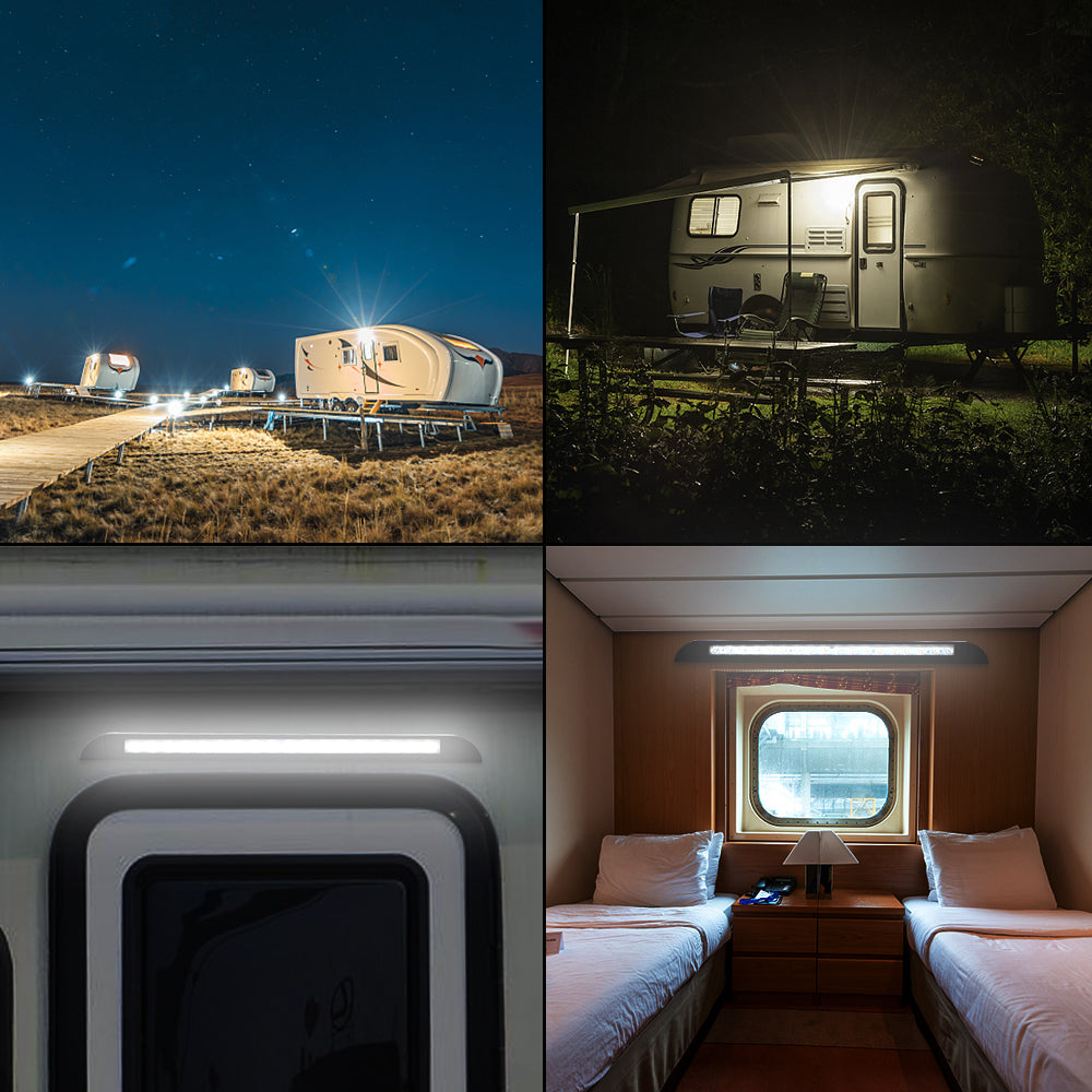 12v-24v 520mm Black Body LED Awning Light White LED Caravan Outside Light (1pc)