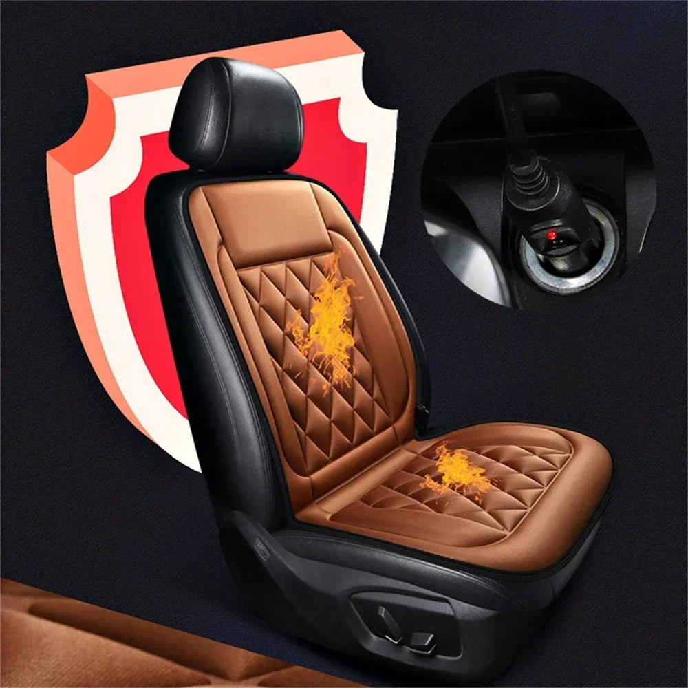 2pcs Black Heated Car Seat Cushions 12V Car Heated Seat Covers Heating Cushions
