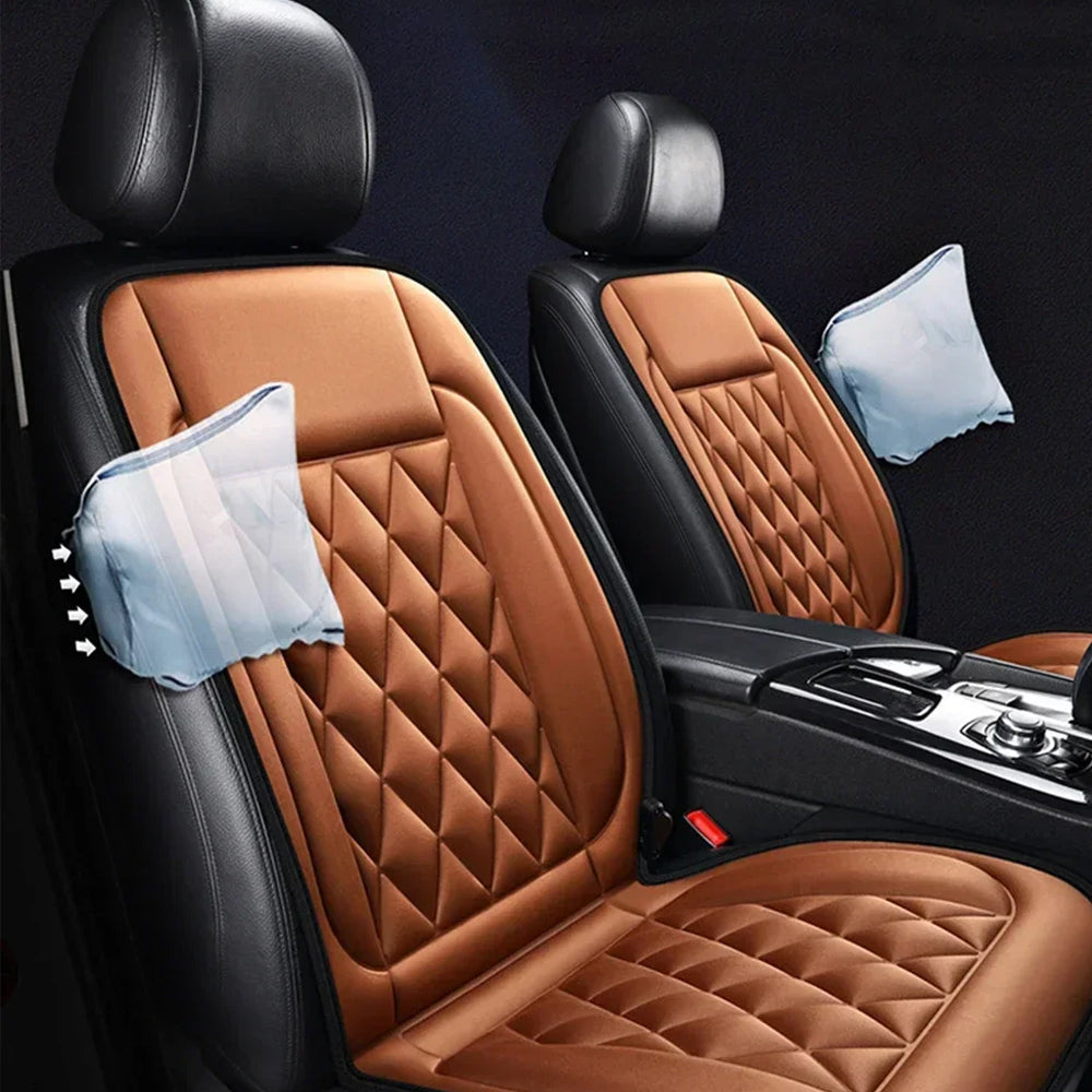 2pcs Grey Heated Car Seat Cushions 12V Car Heated Seat Covers Heating Cushions