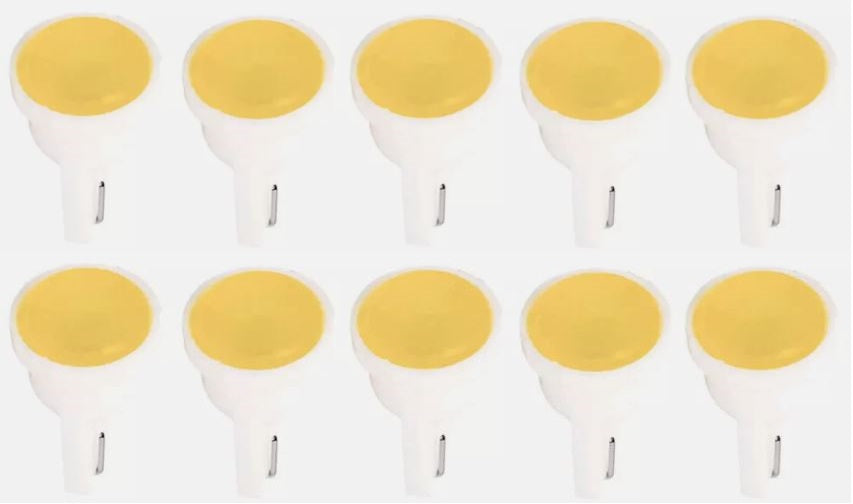 10 x T10 Yellow 12v LED Cob Flat Face Super Bright for Dash Cluster (10pcs)