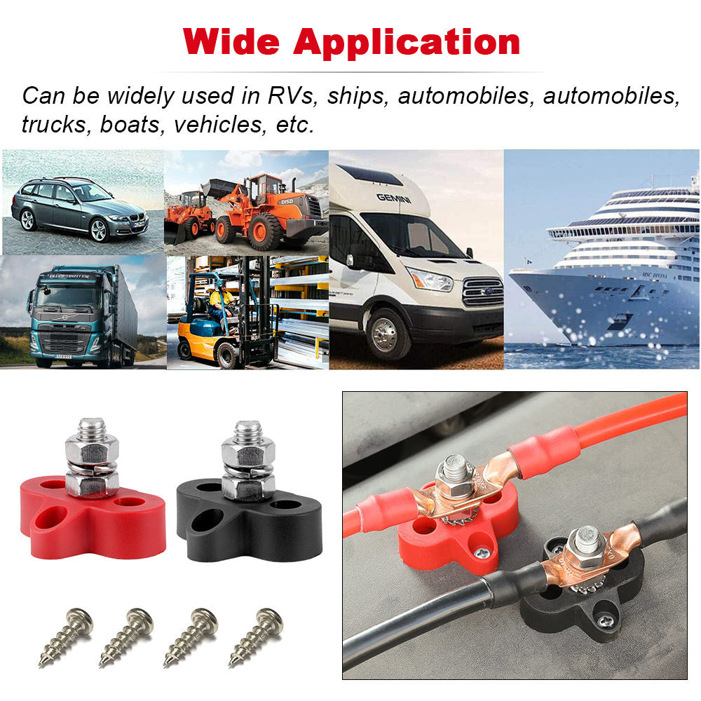 M8 Red and Black Insulated Power Distribution Stud Terminal Block M8 Single Stud