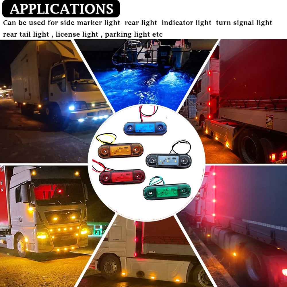 5 x White LED Side Marker Lamps 12V/24V Multivolt LED Side Marker Lights (5pcs)
