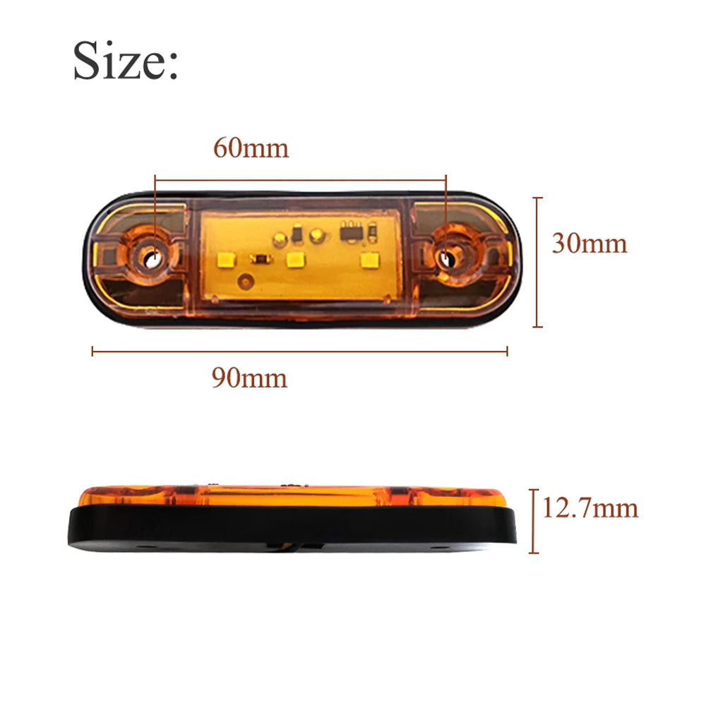 5 x White LED Side Marker Lamps 12V/24V Multivolt LED Side Marker Lights (5pcs)