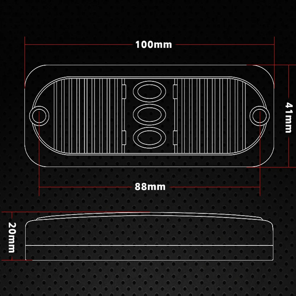 2 x Red LED Rear Marker Lights & 2 x Amber LED Side Marker Lamps 100x41mm 12-24V