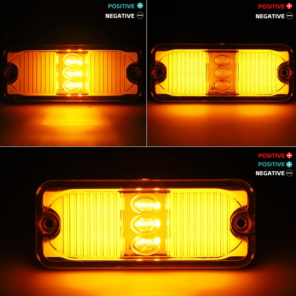 2 x Red LED Rear Marker Lights & 2 x Amber LED Side Marker Lamps 100x41mm 12-24V