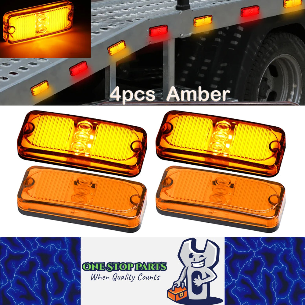 4 x Amber LED Side Marker Lamps 100x41mm 12V/24V Trailer Truck LED Marker Light