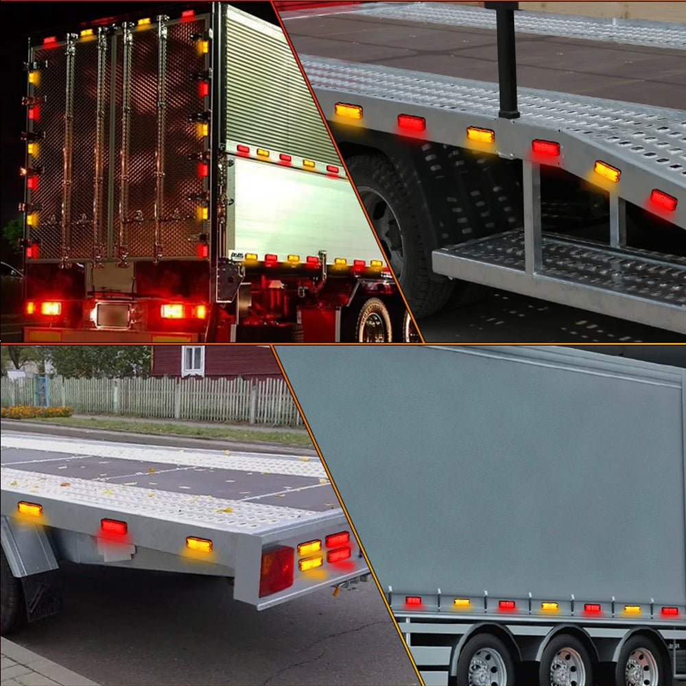 4 x Amber LED Side Marker Lamps 100x41mm 12V/24V Trailer Truck LED Marker Light