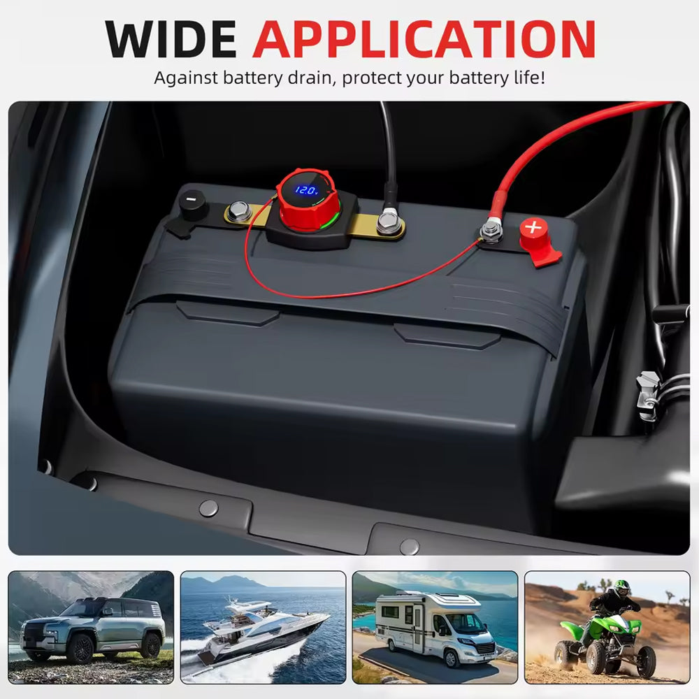 Side Post Battery Disconnect Switch 275A 12-48V LED Voltmeter Cut Off Switch