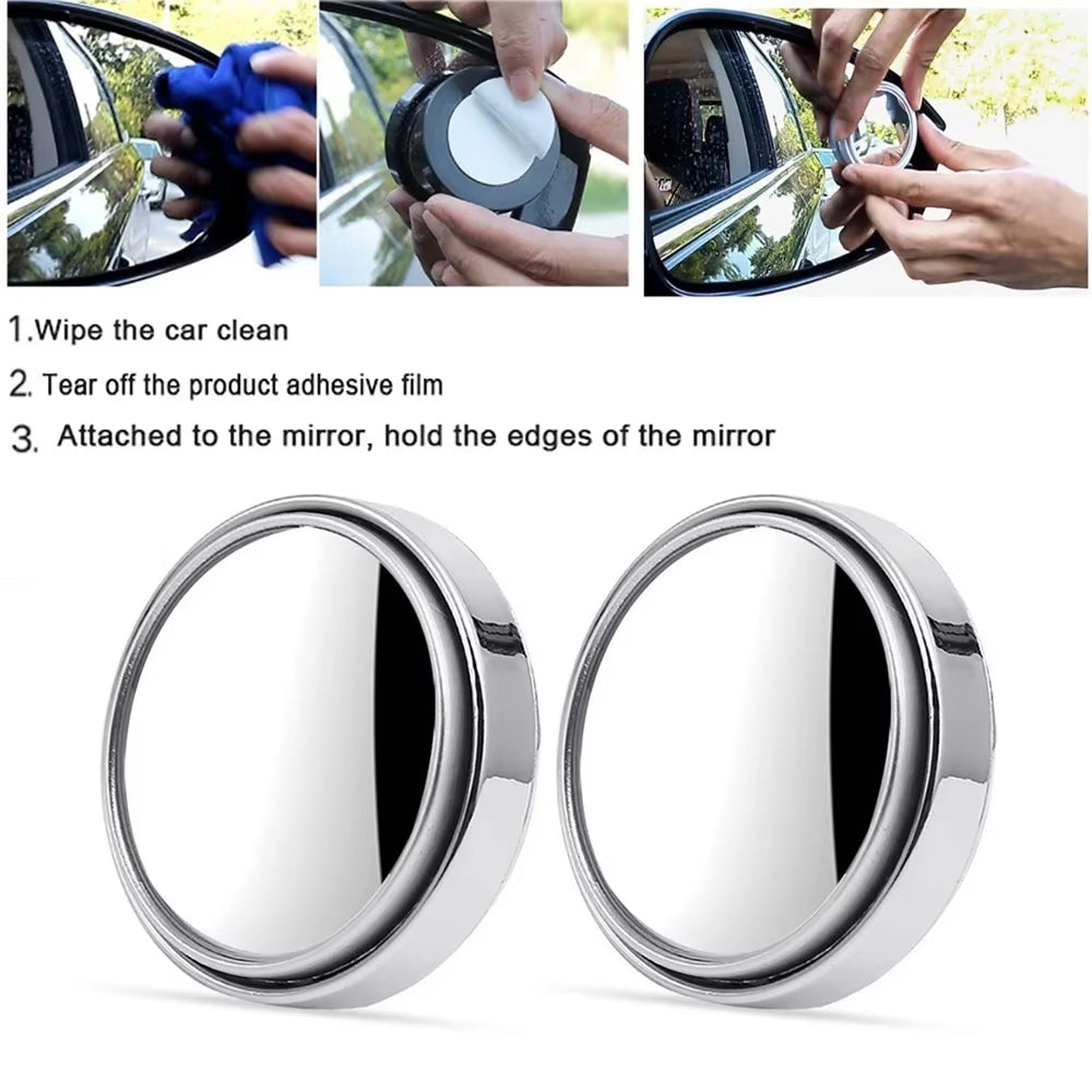 2 x Car 360° Adjustable Blind Spot Mirror Car Auxiliary Rearview Mirror Sliver