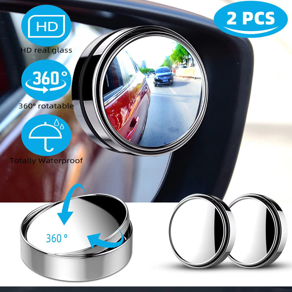 2 x Car 360° Adjustable Blind Spot Mirror Car Auxiliary Rearview Mirror Sliver