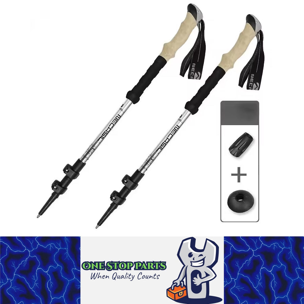 2pcs Silver Ultralight Trekking Poles Folding Aluminum Walking Stick Hiking Cane
