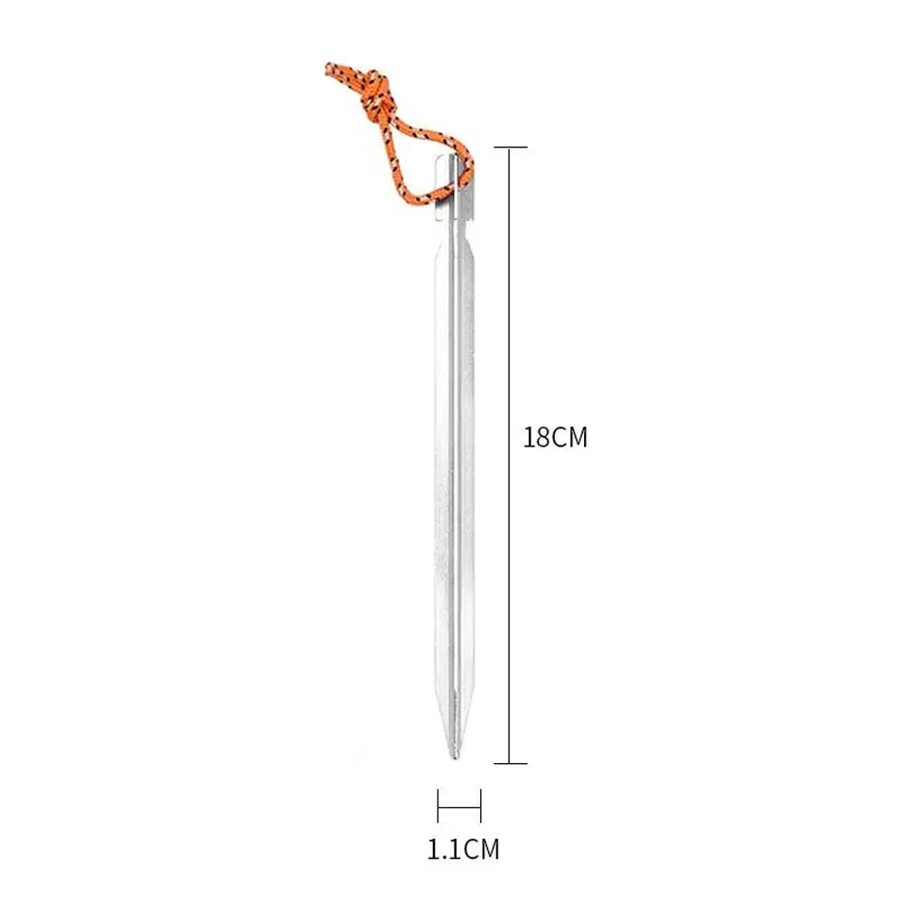 20 x Silver Tent Stakes 18CM Tri-Beam Tent Pegs with Rope Ground Nails Stakes