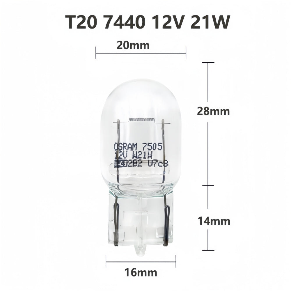 10 x OSRAM T20 7440 12V 21W Original Clear filament incandescent Wedge globes