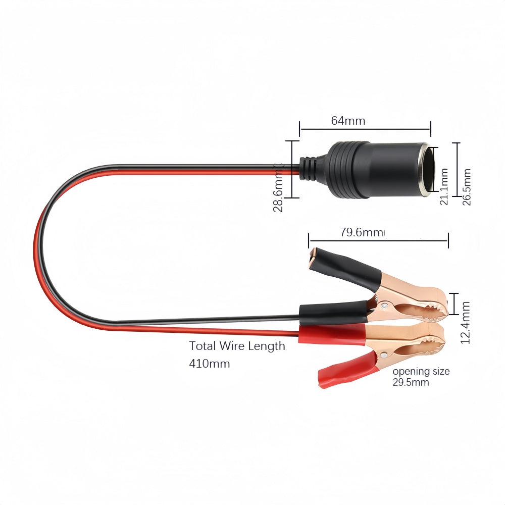 Female Car Cigarette Lighter Socket with 50A Battery Alligator Clip 30CM Cable