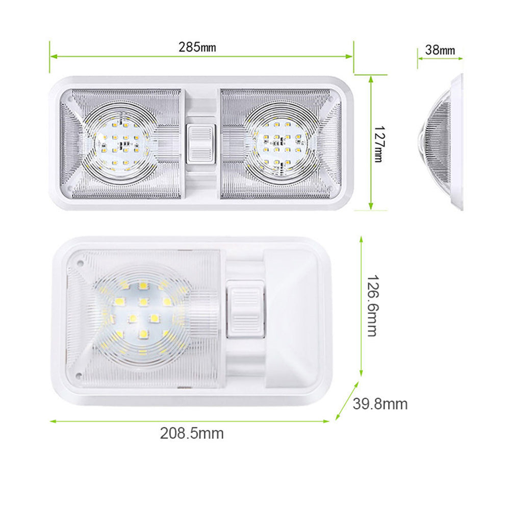 12v 24 Cool White LED Interior Dome Lamp with Switch with Transparent Lens