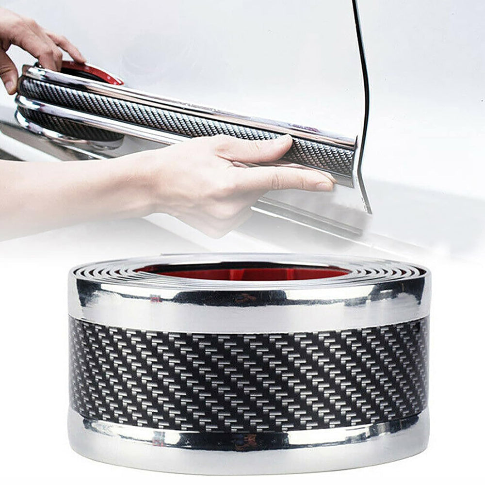 1m x5cm Silver Carbon Fiber Car Door Entry Guard Sticker Anti Scratch Tape Strip