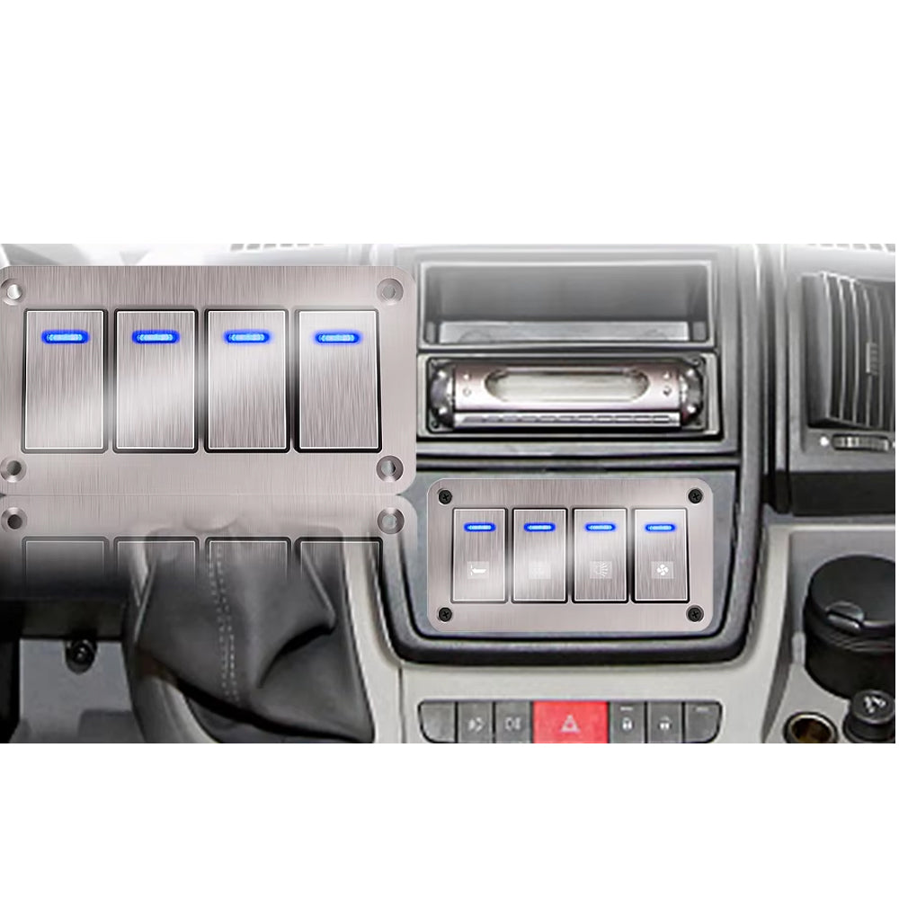Metal 6 Gang Switch Panel 12V-24V LED Rocker Switch Panel for Car Truck Marine