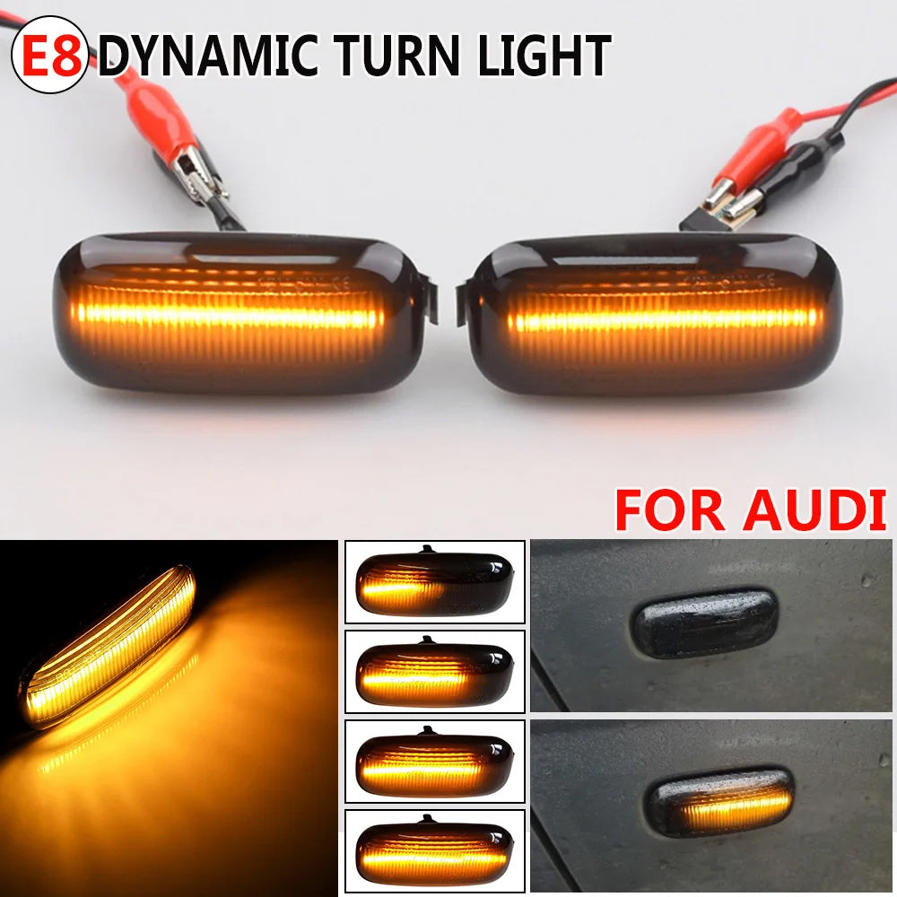 2x Dynamic Turn Signal Light LED Side Marker Lamp for Audi A3 S3 A4 RS4 A6 S6 8P
