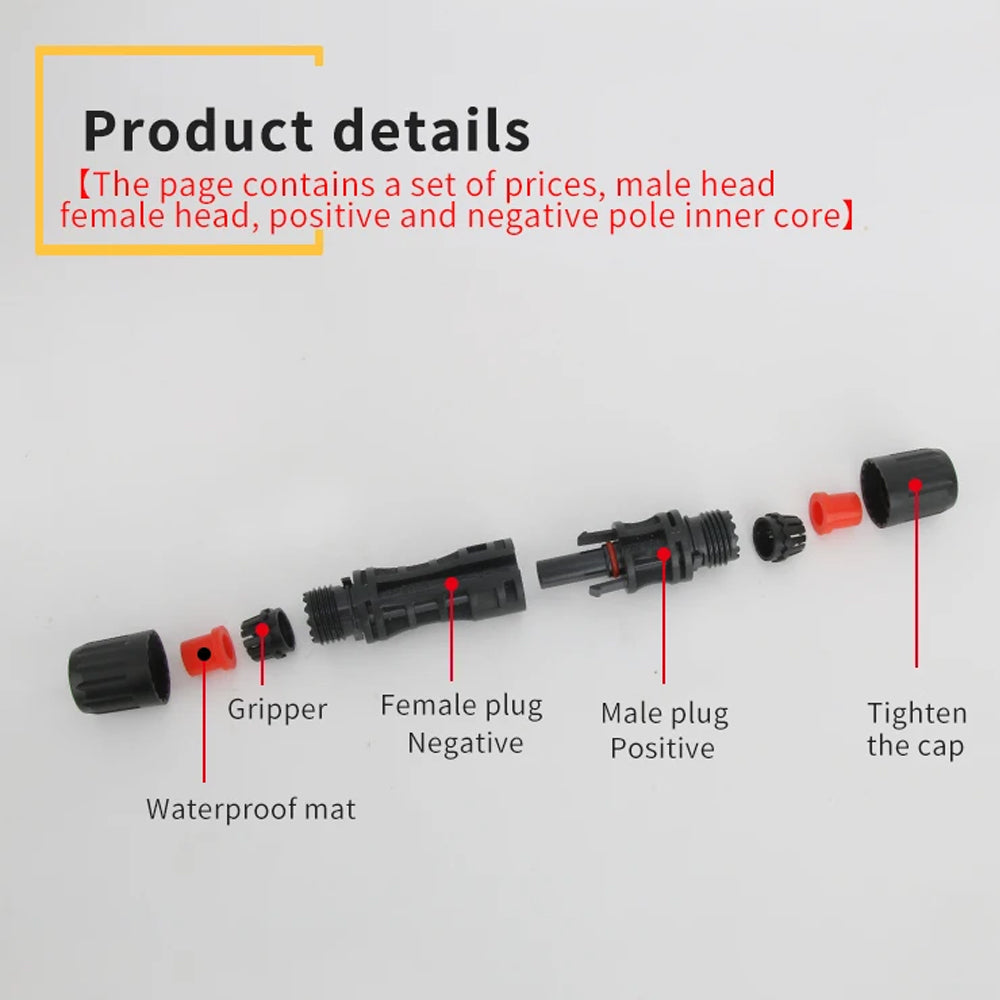 50 Pairs Solar Connectors 1000V 30A Solar Panel Branch MC4 PV Connectors