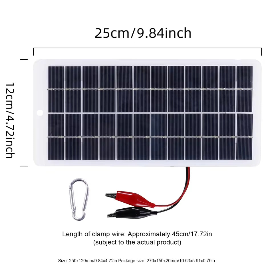 12v 20w Solar Panel with Battery Clips for Car Boat Bike Leave on Keep Charged