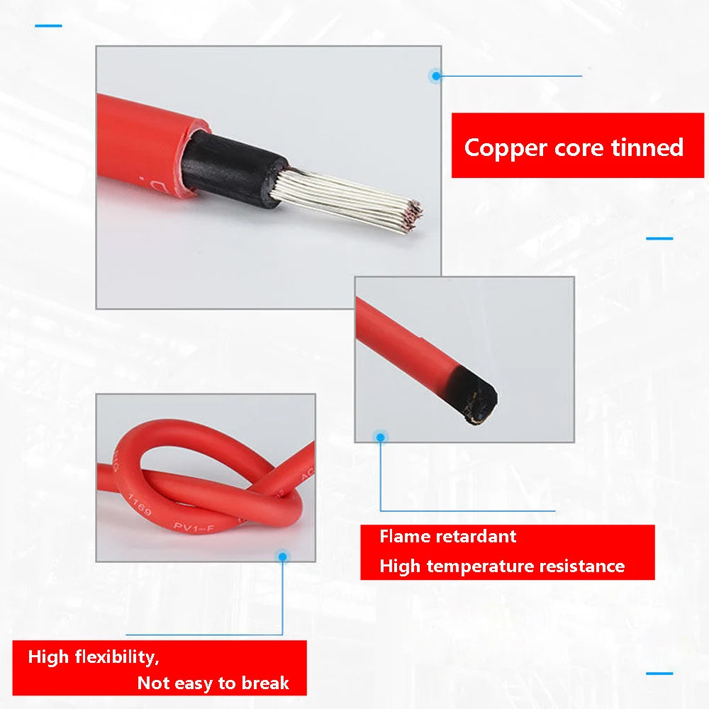 1 Pair 3M Solar Panel Extension Cable 12AWG 4mm² Cable with Solar PV Connector