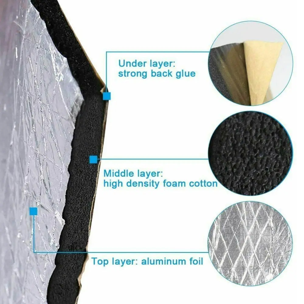 10 sheets 250mm x 180mm x 10mm Sound deadner heat insulator sticky mat