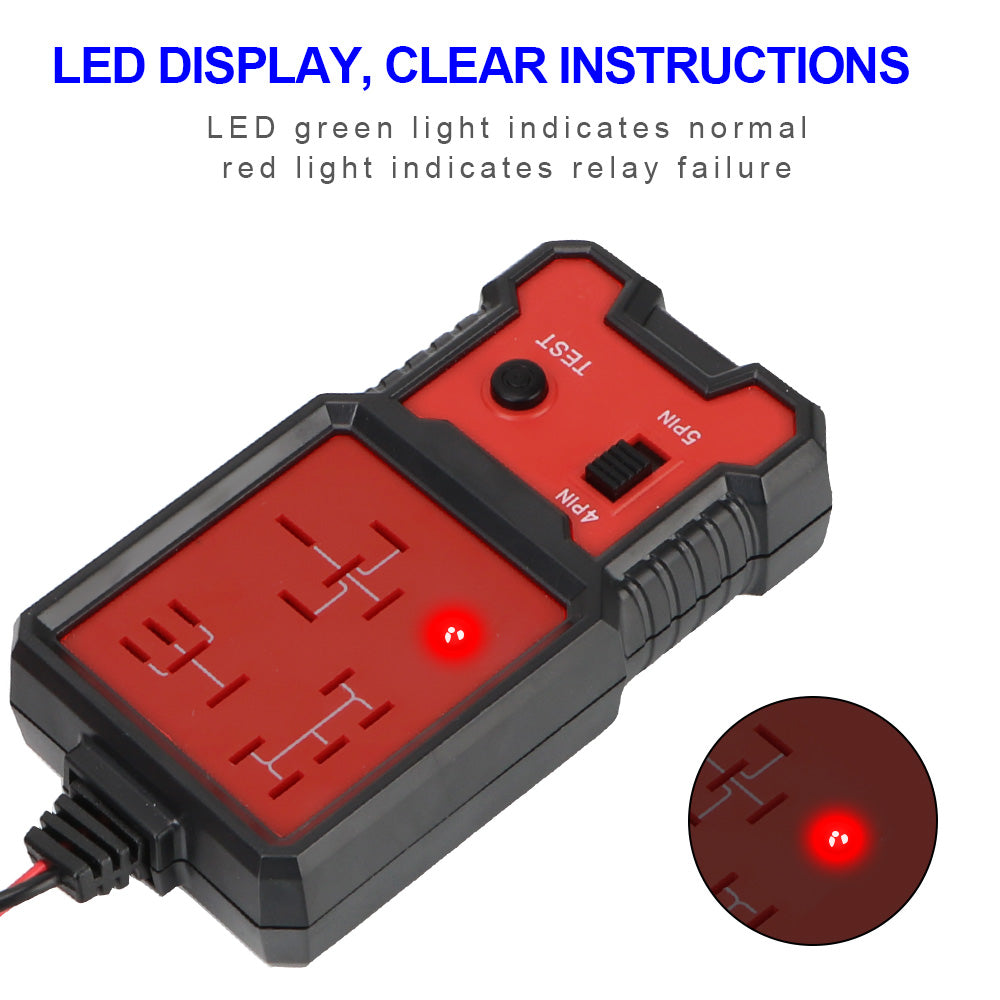 12v 4 and 5 Pin Relay Tester with LED Indicator to Confirm Good or Bad Relay Red