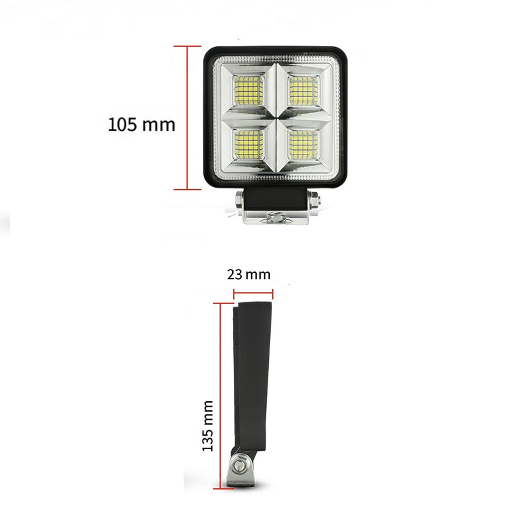 1 x LED Work Light 192W Square 105mm 12V-24V 6500K Spot Beam LED Spotlight