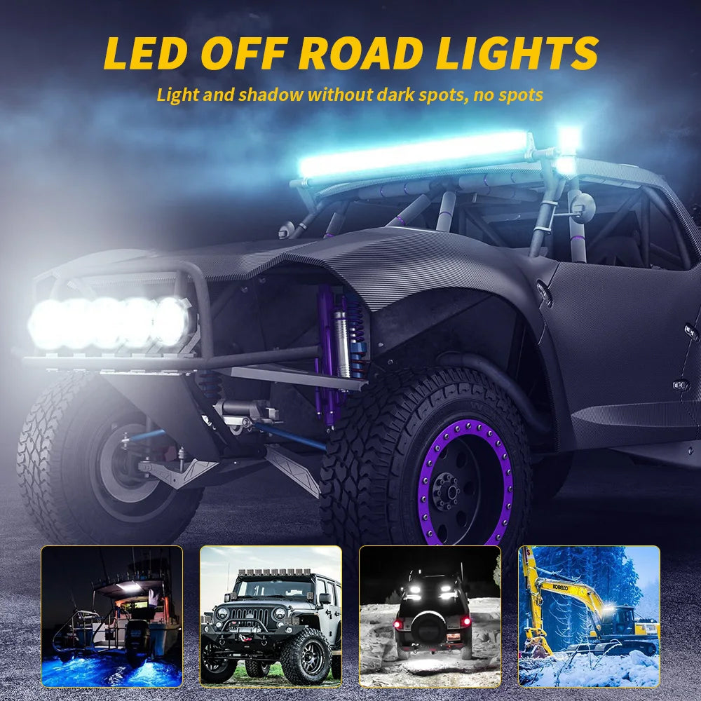 2 x Square LED Work Light 84mm 96W 12-24V 6000K Spot Flood Beam Combo Work Light