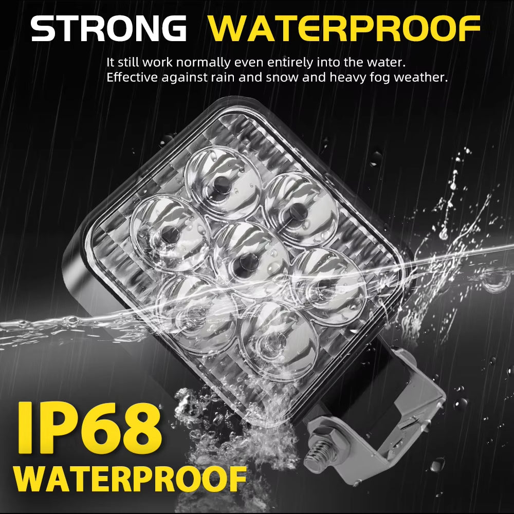 10 x Mini LED Work Lights Square 6.3CM 12V-24V 21W 6000K Spot Beam LED