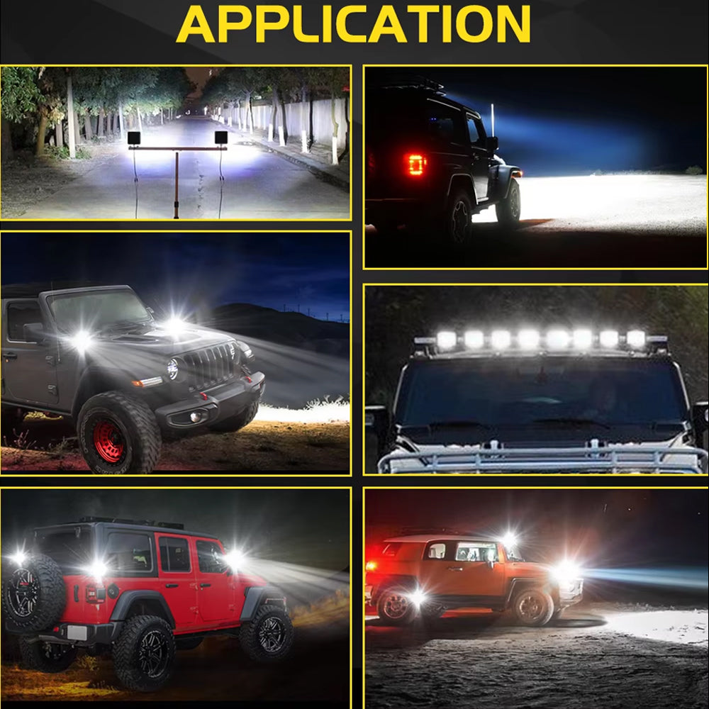 4 x Mini LED Work Lights Square 6.3CM 12V-24V 21W 6000K Spot Beam LED Work Light
