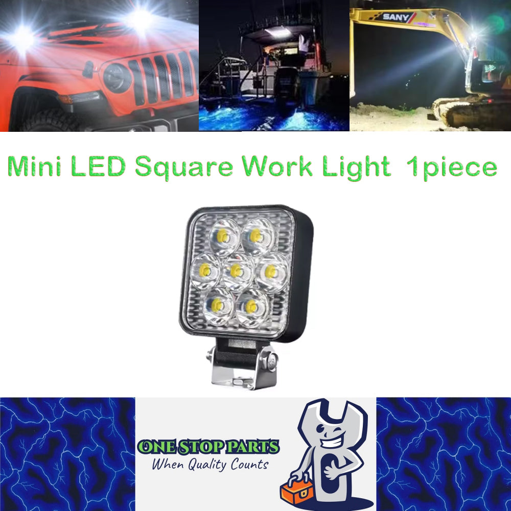 1 x Mini LED Work Light Square 6.3CM 12V-24V 21W 6000K Spot Beam LED Work Light