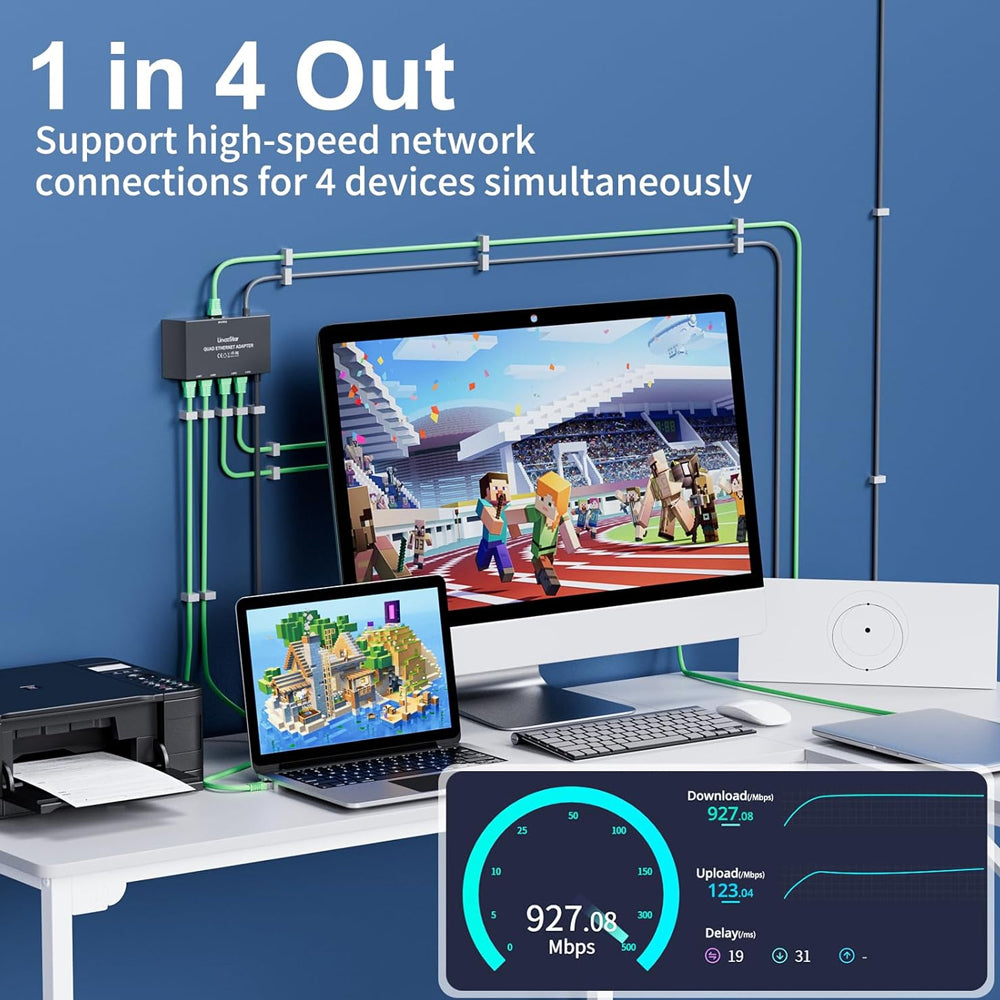 Starlink Ethernet Adapter for Starlink Mini Gen 3 Dish to Router and 4 RJ45 Port