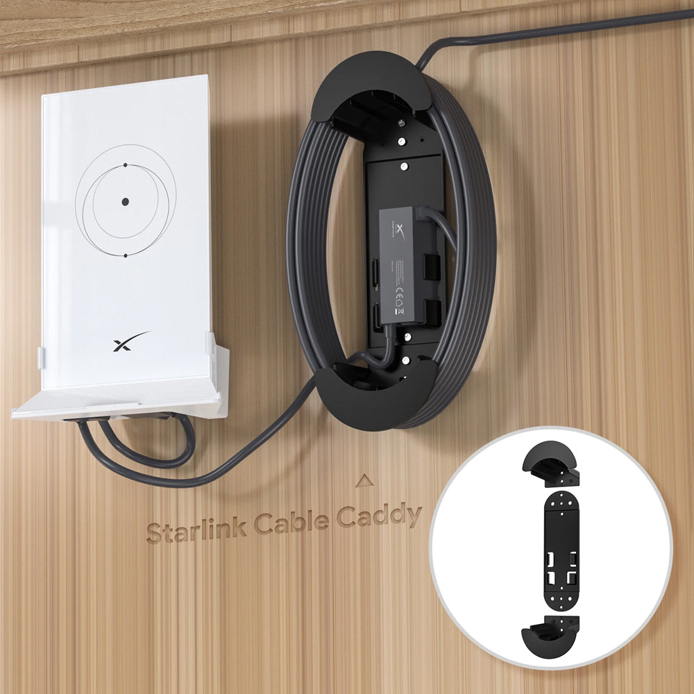 Starlink Gen2 Ethernet Cable Caddy Mount Kit Cord Organizer & V2 Adapter Bracket