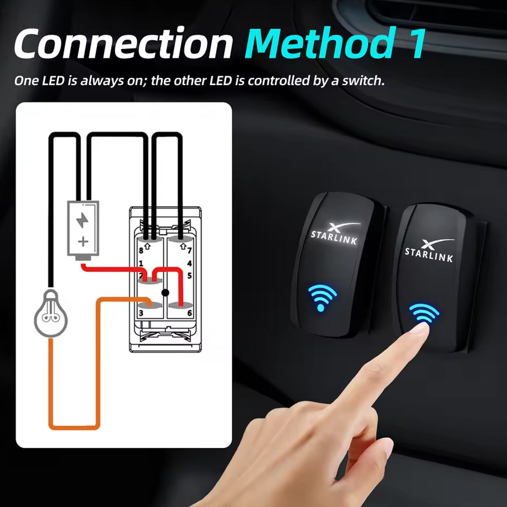 1 x Starlink Rocker Switch SPST 5 Pin On/Off 12V 24V With Wires Starlink Switch