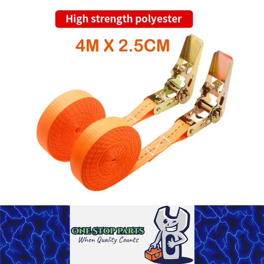 2pcs 4M x 2.5CM Heavy Duty Ratchet Straps Cargo Luggage Tie Down Ratchet Straps