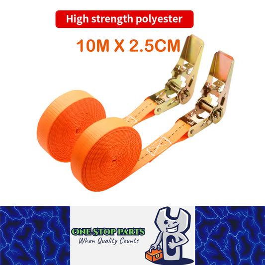 2pcs 10M x 2.5CM Heavy Duty Ratchet Straps Cargo Luggage Tie Down Ratchet Straps