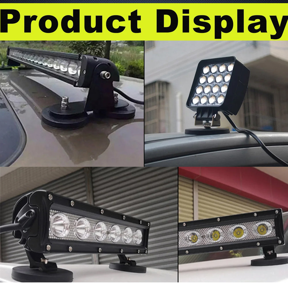 2pcs 66mm Strong Magnetic Base Mount Bracket with M8 Stud for LED Work Light Bar