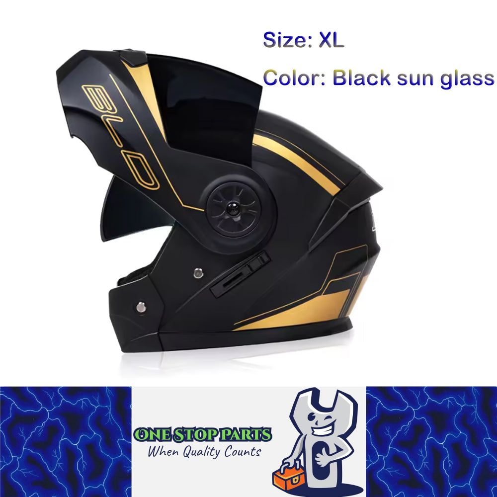 Black Size XL Motorcycle Full Face Helmet Men Women Dual Lens Sun Glass Helmet