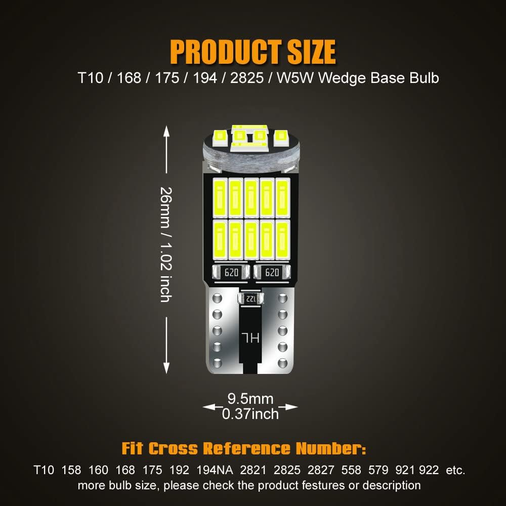 2 x T10 Green 26smd 4014 Style Super Bright T10 LED Globes (2pcs)