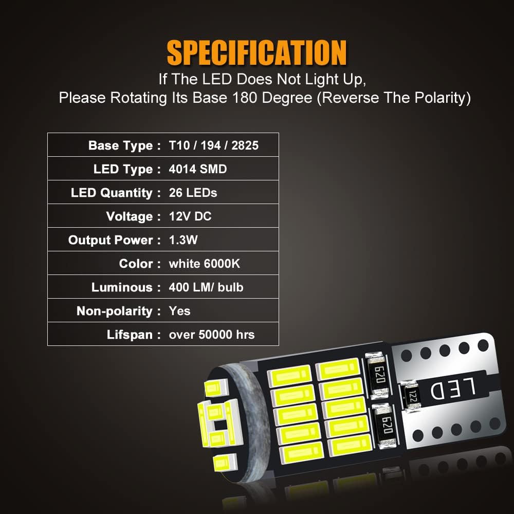 2 x T10 Cool White 26SMD 4014 Style Super Bright T10 LED Globes (2pcs)