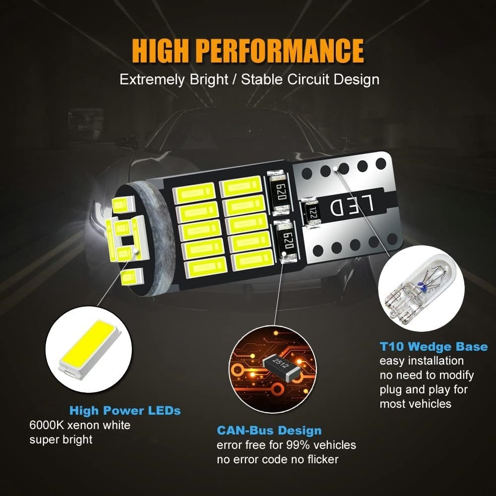 2 x T10 Cool White 26SMD 4014 Style Super Bright T10 LED Globes (2pcs)